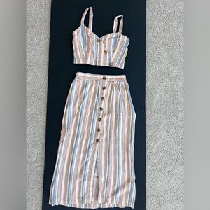 Aeropostale Striped Button-Down Skirt